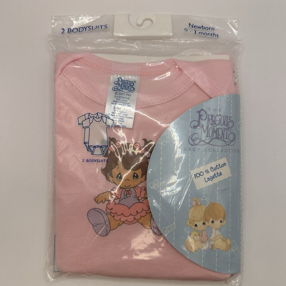 NOS! Vtg Baby Girl Precious Moments Bodysuits One Piece Set 0-3 mo 100% Cotton